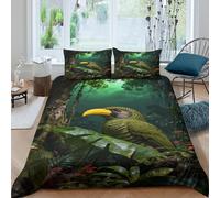 WXLWHR Housse De Couette Petit-Duc des Montagnes Microfibre 3D Parure De Lit Imprimée Forêt Tropicale Humide avec Fermeture Éclair & Taie d'oreiller pour Enfants Garçons Filles King（220x240cm）