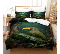 WXLWHR Housse De Couette Petit-Duc des Montagnes Microfibre 3D Parure De Lit Motif Forêt Tropicale Humide avec Fermeture Éclair & Taie d'oreiller pour Adulte Enfant Single（140x200cm）