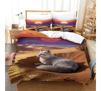 WXLWHR Housse De Couette Renard Arctique Microfibre Douce 3D Parure De Lit Imprimé Crépuscule Désertique avec Fermeture Éclair & Taie d'oreiller Cadeau Fête Anniversaire Super King（260x220cm）