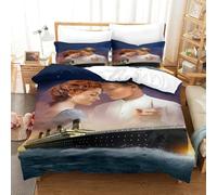 WXLWHR Housse De Couette Titanic Microfibre Parure De Lit Titanic avec Fermeture Éclair & Taies d'oreiller pour Enfant Fille Super King（260x220cm）