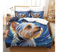 WXLWHR Housse De Couette Yorkshire Terrier Microfibre Parure De Lit 3 Pièces Yorkshire Terrier Ciel Vortex avec Taies d'oreiller pour Enfants Garçons Filles King（220x240cm）