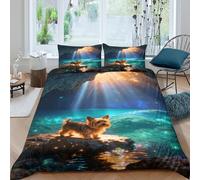 WXLWHR Housse De Couette Yorkshire Terrier Microfibre Ultra-Douce 3D Parure De Lit Imprimé Caverne avec Fermeture Éclair & Taie d'oreiller pour Adulte Enfant King（220x240cm）