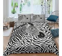 WXLWHR Housse De Couette Zèbre Microfibre Parure De Lit 3 Pièces Imprimée Motif zèbre avec Fermeture Éclair & Taies d'oreiller pour Adulte Enfant Double（200x200cm）