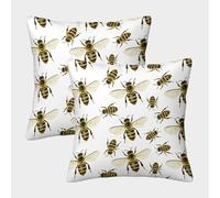 WXLWHR Housse De Coussin Abeille Lot De 2, Polyester Doux Housse De Coussin De Canapé, Taie d'oreiller De Canapé, pour Canapé, Lit, Voiture, 40x40cm