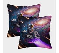 WXLWHR Housse De Coussin Astronaute Lot De 2, Polyester Doux Housse De Coussin De Canapé, Taies d'oreiller Carrées pour Sofa Chambre À Coucher, 40x40cm
