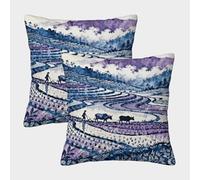 WXLWHR Housse De Coussin Campagne Lot De 2, Polyester Doux Housse De Coussin De Canapé, Taies d'oreiller Carrées pour Canapé Chambre Décoration, 50x50cm