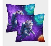 WXLWHR Housse De Coussin Chat Chartreux Lot De 2, Polyester Doux Housse De Coussin De Canapé, Taie d'oreiller De Canapé, pour Canapé Chambre Décoration, 45x45cm