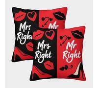 WXLWHR Housse De Coussin Monsieur Madame Lot De 2, Microfibre Douce Housse De Coussin pour Canapé, Taie d'oreiller De Canapé, pour Canapé Salon Chambre Chaise Lit, 40x40cm