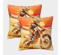 WXLWHR Housse De Coussin Moto Tout-Terrain Lot De 2, Polyester Doux Housse De Coussin pour Canapé, Taies D'oreillers Décoratives, pour Canapé Salon Chambre Chaise, 40x40cm