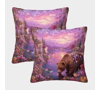 WXLWHR Housse De Coussin Ours Brun Lot De 2, Polyester Doux Housse De Coussin De Canapé, Taie d'oreiller De Canapé, pour Sofa Chambre À Coucher, 50x50cm