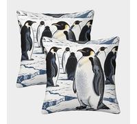 WXLWHR Housse De Coussin Pingouin Lot De 2, Microfibre Douce Housse De Coussin Imprimée, Taies d'oreiller Carrées pour Canapé, Lit, Voiture, 50x50cm