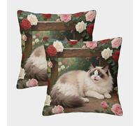 WXLWHR Housse De Coussin Ragdoll Chat Lot De 2, Microfibre Douce Housse De Coussin pour Canapé, Taie d'oreiller De Canapé, pour Canapé Salon Chambre Chaise, 40x40cm