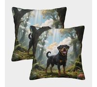 WXLWHR Housse De Coussin Rottweiler Lot De 2, Microfibre Douce Housse De Coussin De Canapé, Taies D'oreillers Décoratives, pour Canapé, Lit, Voiture, 50x50cm