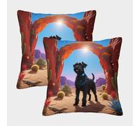 WXLWHR Housse De Coussin Schnauzer Lot De 2, Microfibre Douce Housse De Coussin De Canapé, Taie d'oreiller Décorative, pour Sofa Chambre À Coucher, 50x50cm