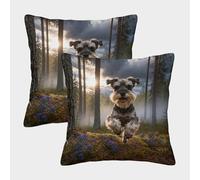 WXLWHR Housse De Coussin Schnauzer Lot De 2, Microfibre Ultra-Douce Housses De Coussin De Canapé Décoratif Taie d'oreiller pour Salle À Manger Chaises Canapé 40x40cm