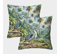 WXLWHR Housses De Coussin Dodo Oiseau Lot De 2, Dodo Forêt Primitive Taies De Coussin Polyester Déhoussables pour Chambre, Canapé, Chaise, Lit,Jardin 45x45cm
