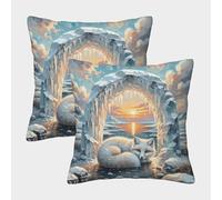 WXLWHR Housses pour Coussins Arctic Renard Lot De 2, Coucher Glacier Renard Arctique Taies De Coussin Polyester Lavables en Machine pour Sofa Chambre À Coucher 50x50cm