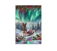 WXLWHR Tableau Sur Toile Berger Allemand Tableau Decoration Murale Salon Forêt de Pins Art Mural Sur Toile Déco Maison Pour Cuisine, Salon, Chambre Adulte Idée Cadeau 16x24inch(40x60cm)