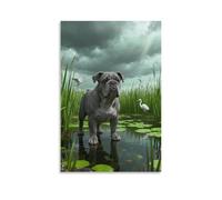 WXLWHR Tableau Sur Toile Bouledogue Anglais Tableau Decoration Murale Salon Marais Impression Sur Toile Décorations Pour Bain Salon Chambre Idée Cadeau 08x12inch(20x30cm)