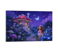 WXLWHR Tableau Sur Toile Cavalier King Charles Spaniel Tableau Decoration Murale Salon Moderne Maison Champignon Image Sur Toile Pour Maison Bain Salon Chambre Cadeau Original 08x12inch(20x30cm)