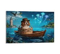 WXLWHR Tableau Sur Toile Cavalier King Charles Spaniel Tableau Decoration Murale Salon Moderne Méduse Image Sur Toile Pour Salle De Bain Bureau Cuisine Cadeau Original 08x12inch(20x30cm)