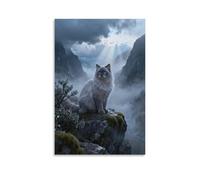 WXLWHR Tableau Sur Toile Chat Ragdoll Tableau Decoration Murale Salon Cloudy Vallée Impression Sur Toile Décorations Pour Bain Salon Chambre Cadeau Original 08x12inch(20x30cm)