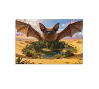 WXLWHR Tableau Sur Toile Chauve-souris Tableau Decoration Murale Salon Moderne Oasis Désertique Art Mural Sur Toile Déco Maison Pour Salle De Bain Bureau Cuisine Idée Cadeau 20x30inch(50x75cm)