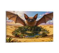 WXLWHR Tableau Sur Toile Chauve-souris Tableau Decoration Murale Salon Moderne Oasis Désertique Art Mural Sur Toile Maison Décorations Pour Cuisine, Bureau, Bar, Idée Cadeau 20x30inch(50x75cm)