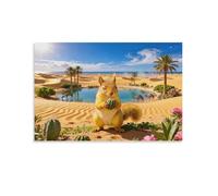 WXLWHR Tableau Sur Toile Écureuil Tableau Decoration Murale Salon Moderne Oasis Désertique Art Mural Sur Toile Maison Décorations Pour Pour Chambre Studio De Yoga Cadeau Original 20x30inch(50x75cm)
