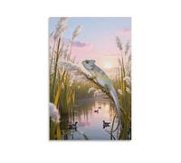 WXLWHR Tableau Sur Toile Lézard Coloré Tableau Decoration Murale Salon Marais de Roseaux Impression Sur Toile Déco Maison Pour Maison Bain Salon Chambre Cadeau Original 12x18inch(30x45cm)