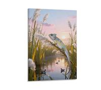 WXLWHR Tableau Sur Toile Lézard Coloré Tableau Decoration Murale Salon Marais de Roseaux Impression Sur Toile Déco Maison Pour Bain Salon Chambre Restaurant Cadeau Original 08x12inch(20x30cm)