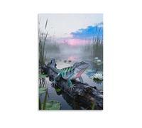 WXLWHR Tableau Sur Toile Lézard Coloré Tableau Decoration Murale Salon Marais Matinal Impression Sur Toile Déco Maison Pour Bain Salon Chambre Restaurant Cadeau Original 08x12inch(20x30cm)