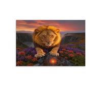 WXLWHR Tableau Sur Toile Lion Impression Sur Toile Tableau Décoratif Fleurs Maison Décorations Pour Salon Chambre Cuisine 08x12inch(20x30cm)