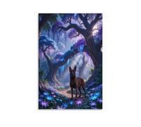 WXLWHR Tableau Sur Toile Malinois Belge Tableau Decoration Murale Salon Fantasy Forêt Image Sur Toile Déco Maison Pour Chambre, Salle De Bains, Salon Cadeau Original 12x18inch(30x45cm)