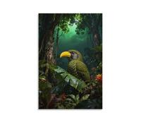 WXLWHR Tableau Sur Toile Petit-Duc des Montagnes Tableau Decoration Murale Salon Forêt Tropicale Humide Impression Sur Toile Décorations Pour Chambre Cuisine Bar Idée Cadeau 16x24inch(40x60cm)