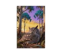 WXLWHR Tableau Sur Toile Petit-Duc Tableau Decoration Murale Salon Bois Impression Sur Toile Maison Décorations Pour Cuisine, Bureau, Bar, Cadeau Original 20x30inch(50x75cm)