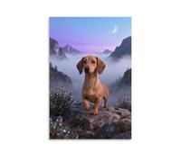 WXLWHR Tableau Sur Toile Teckel Tableau Decoration Murale Salon Cloudy Vallée Impression Sur Toile Décorations Pour Salle De Bain Bureau Cuisine Idée Cadeau 12x18inch(30x45cm)