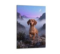 WXLWHR Tableau Sur Toile Teckel Tableau Decoration Murale Salon Cloudy Vallée Impression Sur Toile Décorations Pour Chambre À Coucher Salon Entrée Cadeau Original 16x24inch(40x60cm)