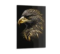 WXMMoney Art mural sur toile avec aigle noir doré peint coloré abstrait sur toile, décoration murale prête à accrocher 20 x 30 cm