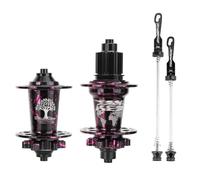 WxMTykx Vélo Montagne Frein Disque Moyeu - 32H Alliage D'aluminium Dégagement Rapide Moyeux Avant 100mm Arrière 135mm - 120 Clics MS/HG/XD Moyeu Libre pour Cassette 7-12 Vitesses(Black/Pink,MS-Pair)