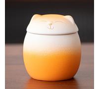 WXMYOZR Petite Urne de Compagnie de Souvenir pour Cendres de Chat, Urnes en céramique en Forme d'urne en Forme de Chat pour Cendres Urnes de crémation pour Animaux de Compagnie Urnes,Orange,Little
