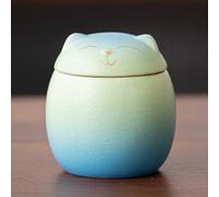WXMYOZR Petite Urne de Compagnie de Souvenir pour Cendres de Chat, Urnes en céramique en Forme d'urne en Forme de Chat pour Cendres Urnes de crémation pour Animaux de Compagnie Urnes,Vert,Little