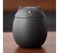 WXMYOZR Petite Urne de Compagnie de Souvenir pour Cendres de Chat, Urnes en céramique en Forme d'urne en Forme de Chat pour Cendres Urnes de crémation pour Animaux de Compagnie Urnes,Noir,Little