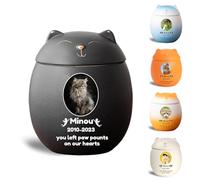 WXMYOZR Petite urne funéraire personnalisée en Forme de Chat pour Cendres, Mini urne funéraire décorative en céramique personnalisée pour Cendres de Chat,Noir,Big
