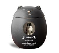 WXMYOZR Urnes d'animaux pour Les Cendres de Chats Personnalisées, Urne de Chat pour Les Cendres, Urnes de crémation en céramique pour Les Cendres d'animaux de Compagnie,Noir,Little