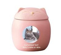 WXMYOZR Urnes d'animaux pour Les Cendres de Chats - Urne de Chat personnalisée pour Les Cendres Urnes de crémation pour Animaux de Compagnie Urnes commémoratives du Chat,Rose,Big