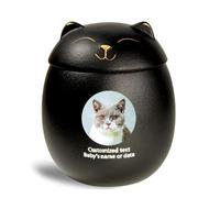 WXMYOZR Urnes d'animaux pour Les Cendres de Chats - Urne de Chat personnalisée pour Les Cendres Urnes de crémation pour Animaux de Compagnie Urnes commémoratives du Chat,Noir,Little