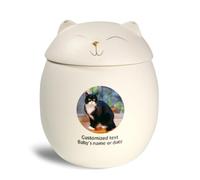 WXMYOZR Urnes d'animaux pour Les Cendres de Chats - Urne de Chat personnalisée pour Les Cendres Urnes de crémation pour Animaux de Compagnie Urnes commémoratives du Chat,Blanc,Little