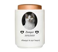 WXMYOZR Urnes d'animaux pour Les Cendres de Chats, Urne de Chat personnalisée pour Les Cendres Urnes de crémation pour Animaux de Compagnie Urnes commémoratives du Chat,Blanc