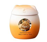 WXMYOZR Urnes d'animaux pour Les Cendres de Chats - Urne de Chat personnalisée pour Les Cendres Urnes de crémation pour Animaux de Compagnie Urnes commémoratives du Chat,Orange White,Big